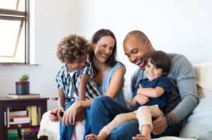 Mixed Race Family on Couch 2