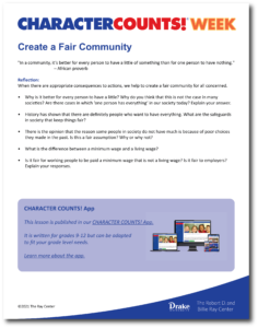 CHARACTER COUNTS Week Celebration Ideas - Create a Fair Community