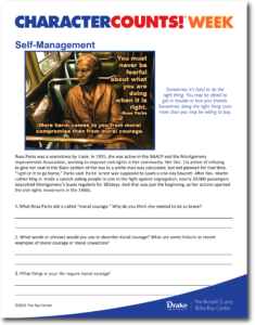 CHARACTER COUNTS Week - Self-Management Lesson-01