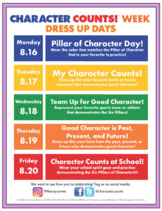 Character Counts Week Dress Up Days